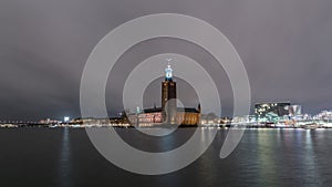 Night view of Stockholms stadshus, Stockholm City Hall photo